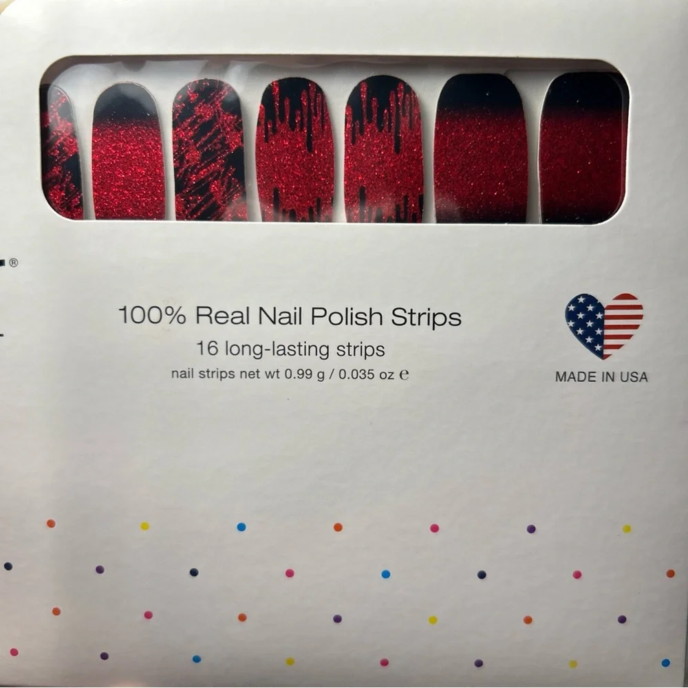 Material Ghoul Color Street Nail Polish Strips Red‎ Black Glitter Rare